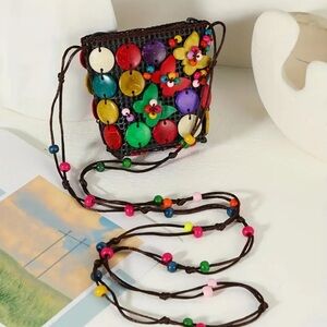 Colorful Wood Beaded Women's Bag